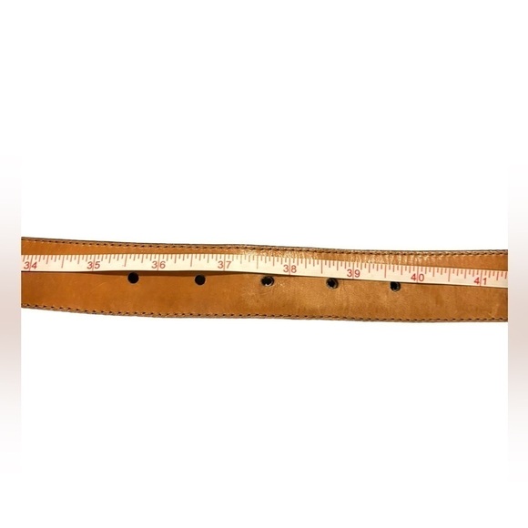 Brown Croc Alligator Grain Cowhide Leather Belt Bold Brass Buckle 36-40" Waist - Picture 3 of 12